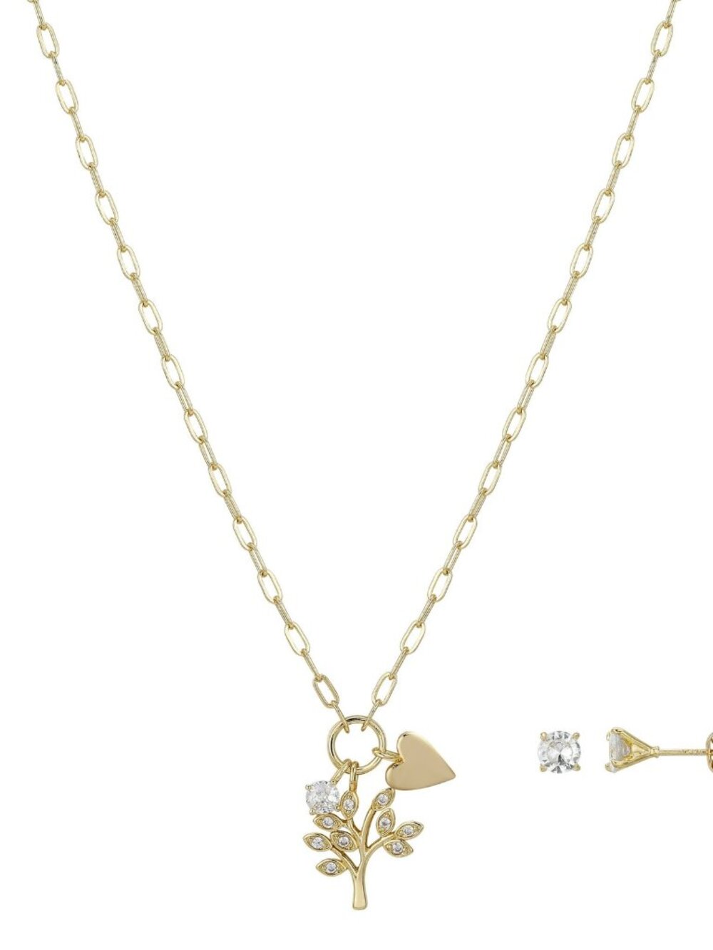 Believe by Brilliance Women's 14Kt Gold Flash-Plated Cubic Zirconia Family Tree